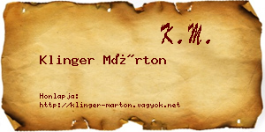 Klinger Márton névjegykártya